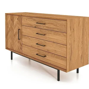 Kracherpreis ABIES - Kommode 100% aus massivem Holz aus Wildeiche, naturgeölt