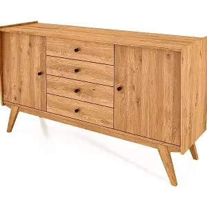 Kracherpreis RETRO - Kommode 100% aus massivem Holz aus Wildeiche, naturgeölt