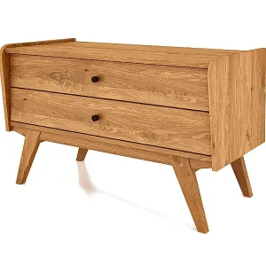 RETRO - Niedrige Kommode 100% aus massivem Holz aus Wideiche, naturgeölt Gratis Versand