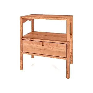 POLA - Nachttisch mit Frühstückstisch aus Kernbuche, naturgeölt Echt