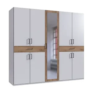Angebot KLEIDERSCHRANK Tibet weiß / Plankeneiche 225 / 58 / 210cm