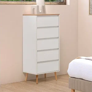 Hohe kommode Desi 5 chubladen Weiß Heißes Angebot