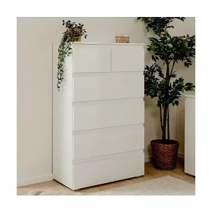 Hohe Kommode mit 6 Schubladen L80 x H131cm - Pretoria Günstig