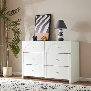 Kommode mit 6 Schubladen für Wohn- und Schlafzimmer – 120 x 40 x 82 cm – Spanplatte – Weiß Neuheit