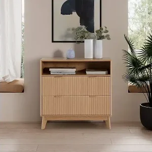 Neue Kollektion Kommode Oporto 2 Schubladen Eichenfarbe