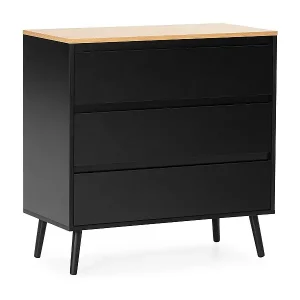 Kommode Desi 3 schubladen schwarze Farbe Gratis Versand