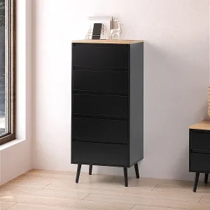 Top-Preis Hohe kommode Desi 5 chubladen schwarze Farbe