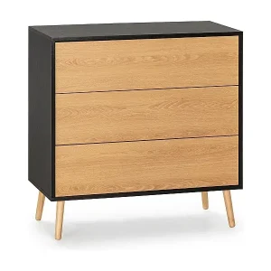 Kommode Apolo 3 Schubladen, Schwarz/Holzfarbe Sofort Bestellen