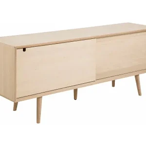 Kostenloser Versand Canes Sideboard mit 2 Türen aus Eiche Furnier und massive Eiche weiss gelaugt.