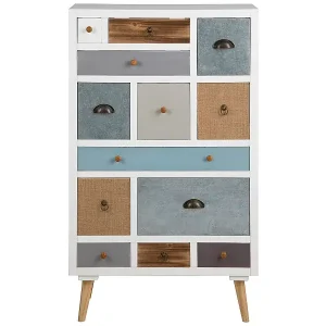 Thames Kommode in weiß mit 13 verschiedenfarbigen Schubladen. Fertig montiert. Neu