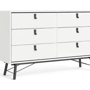 Rye Kommode breit 6 Schubladen mattweiss. Expressversand