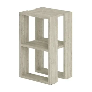 Nachttisch mit 2 Regalböden, Travertin-Dekor H55 cm - LONIE Günstig