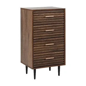 Kommode dunkler Holzfarbton mit 4 Schubladen MDF moderner Stil Keith Mega-Angebot