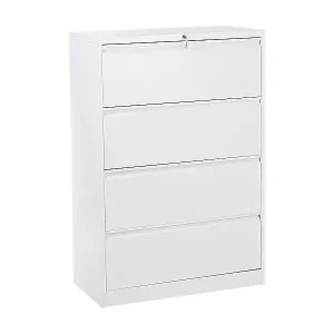 Hohe Kommode mit 4 grifflosen Schubladen Stahl weiß mit Schloss Schlüssel Halite Solange Der Vorrat Reicht