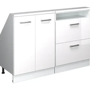 Angebot Dachschrägenschrank-Set weiß hochglanz/weiß 120x46x81.6 rion