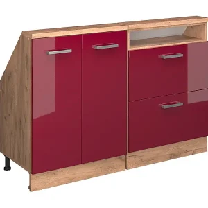 Top-Angebot Dachschrägenschrank-Set rot hochglanz/goldkraft eiche 120x46x81.6 rion
