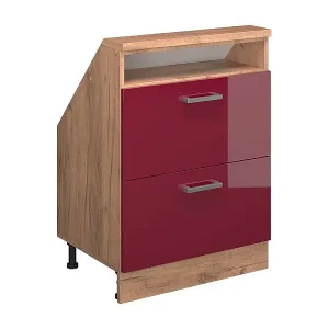 Günstig Dachschrägenschrank rot hochglanz/goldkraft eiche 60x46x81.6 rion