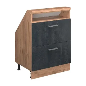 Aktuell Dachschrägenschrank schwarz beton/goldkraft eiche 60x46x81.6 rion