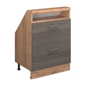 Expressversand Dachschrägenschrank edelgrau/goldkraft eiche 60x46x81.6 rion