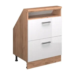 Dachschrägenschrank weiß hochglanz/goldkraft eiche 60x46x81.6 rion Preis Gesenkt