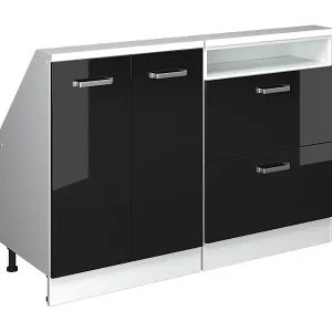 Angebot Dachschrägenschrank-Set schwarz hochglanz/weiß 120x46x81.6 rion