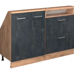 Neue Ware Dachschrägenschrank-Set schwarz beton/goldkraft eiche 120x46x81.6 rion
