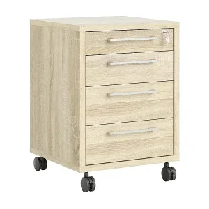 Kommode Dromer, Mehrzweckkommode, Schlafzimmerkommode, Schrank mit Schubladen, 49x48 h68 cm, Eiche Neu
