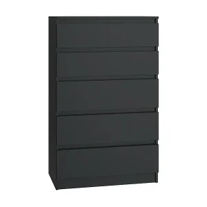 Angebot Komoda Malwa M5 | Czarna | 70x40x109,5 cm | Komoda z 5 Szufladami
