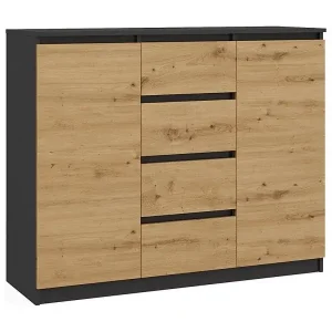 Beliebt Komoda Malwa 2D4S | Antracyt/Dąb Artisan | 120x40x97 cm | 2 Drzwi, 4 Szuflady
