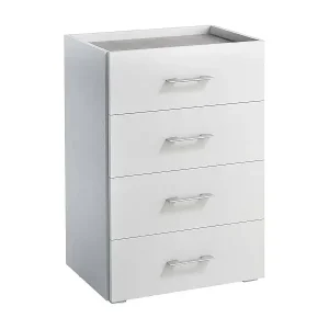 Versand Am Gleichen Tag Kommode Primula, Kommode mit 4 Schubladen für das Schlafzimmer, Mehrzweck-Büro- oder Arbeitszimmerschrank, 60 x 41 x 87 cm, WeiÃŸ