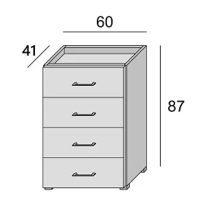 Versand Am Gleichen Tag Kommode Primula, Kommode mit 4 Schubladen für das Schlafzimmer, Mehrzweck-Büro- oder Arbeitszimmerschrank, 60 x 41 x 87 cm, Eiche und WeiÃŸ
