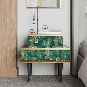 Zertifiziert Nachttisch - 58х58х41 cm - NS1 - Green Flower, Walnuss