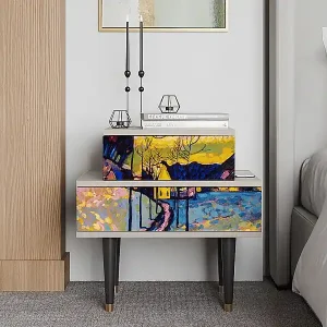 Zertifiziert Nachttisch - 58х58х41 cm - NS1 - Winter Landscape, Sand