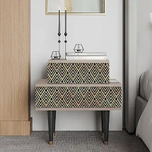 Abverkauf Nachttisch - 58х58х41 cm - NS1 - Egypt Triangles, Latte